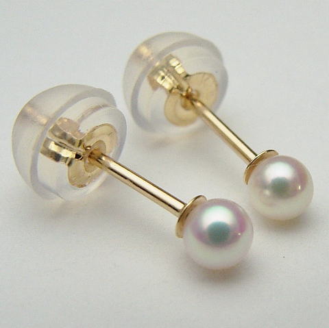 Pt900/K18/K14WGアコヤ真珠ピアス【2.5mm-3mm】【花珠級】【激安】【メール便送料無料】ewr-7037　(真珠ピアス あこや本真珠  アコヤ本真珠 あこや真珠 和珠 パールピアス 本真珠 パール 直結　18金 セカンドピアス ベビーパール)